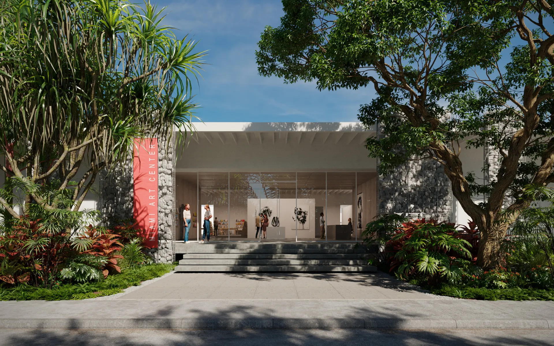 Moving through, along the facade